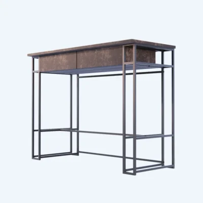 Fixed modern standing table design with drawers for storage