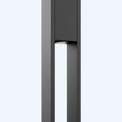 Modern outdoor bollard light against white background